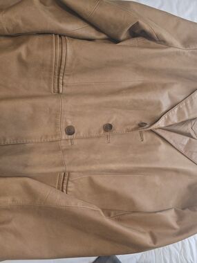 Men's Tan Leather Button-Front Jacket